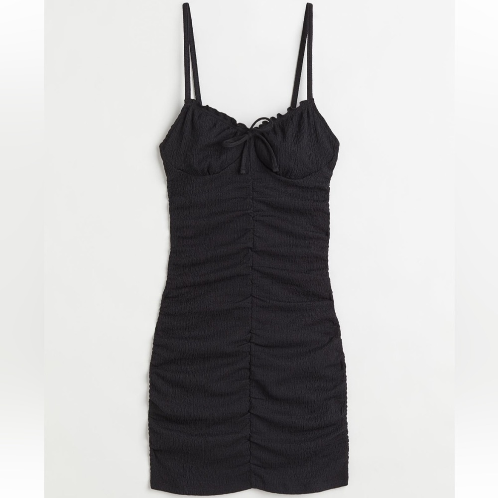 Black Womens Sweetheart Neckline Draped Bodycon Dress Size Small